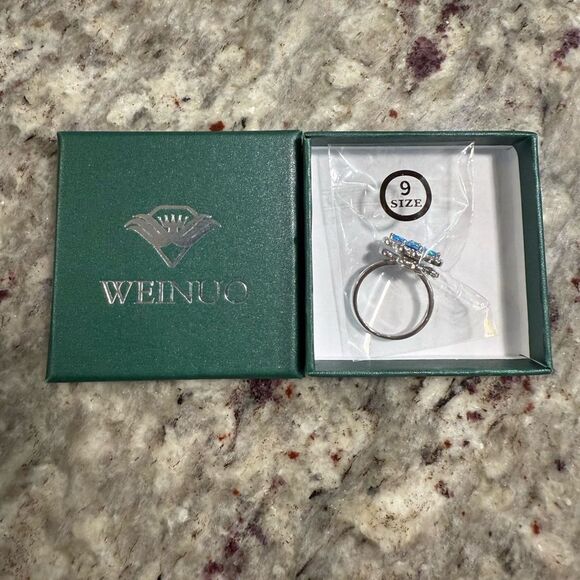NEW Weinuo Silver and Blue Women's Anxiety Spinner Ring Size 9 - Picture 7 of 10